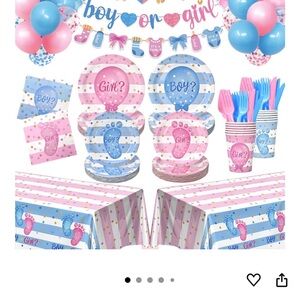 Gender Reveal Party Supplies Set - Pink and Blue